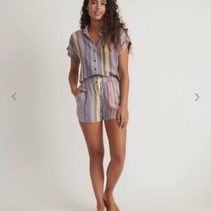 MARINE layer Beach Short in Blue Variegated Stripe